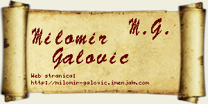 Milomir Galović vizit kartica